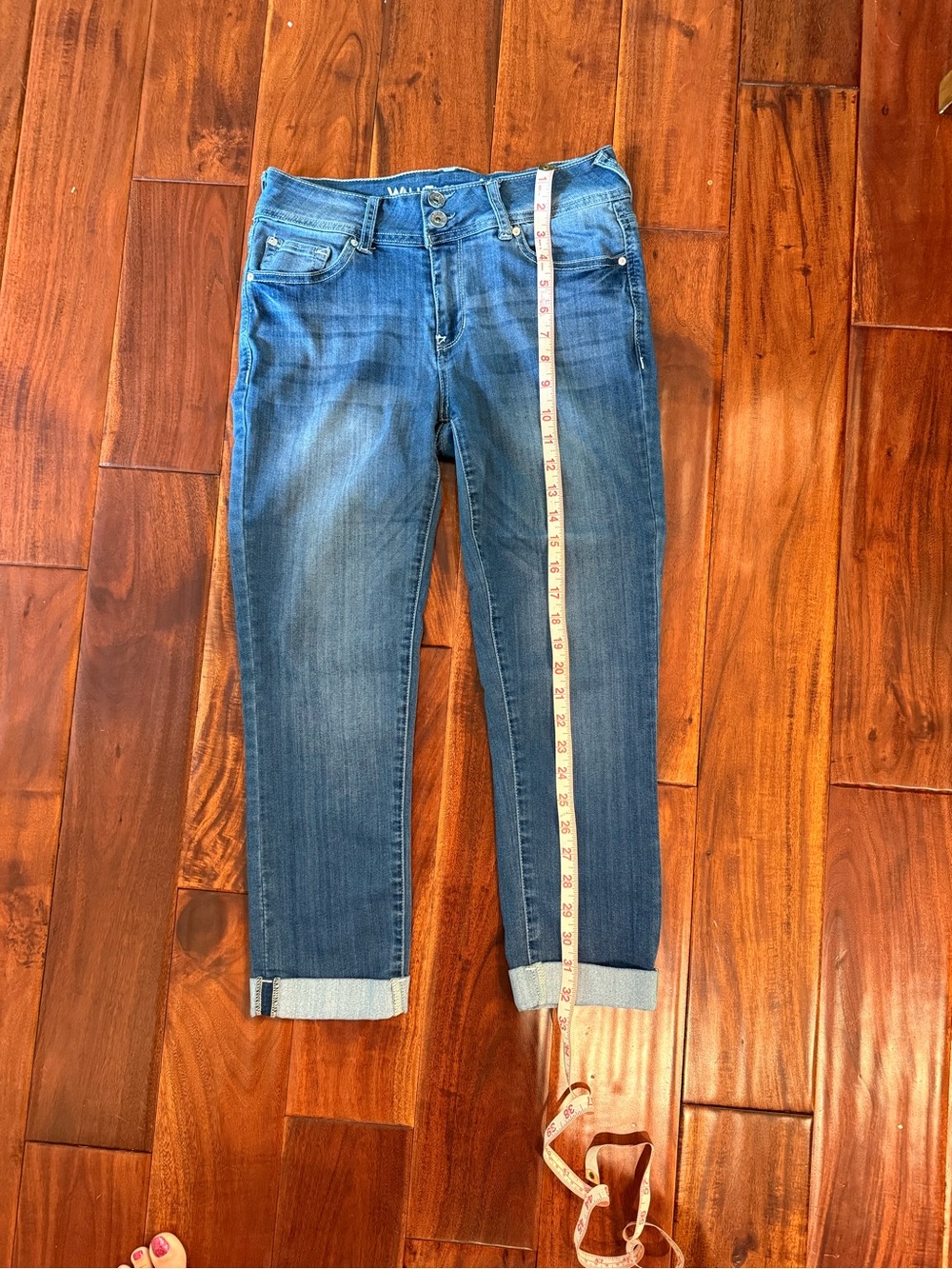 Wallflower Mid Wash Cropped Cuffed Jeans - Picture 8 of 8